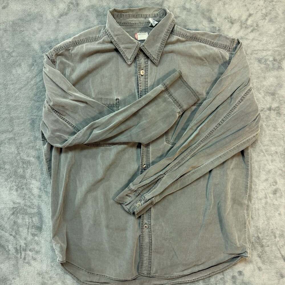 Levi's Corduroy Long Sleeve Button Up Shirt Gray